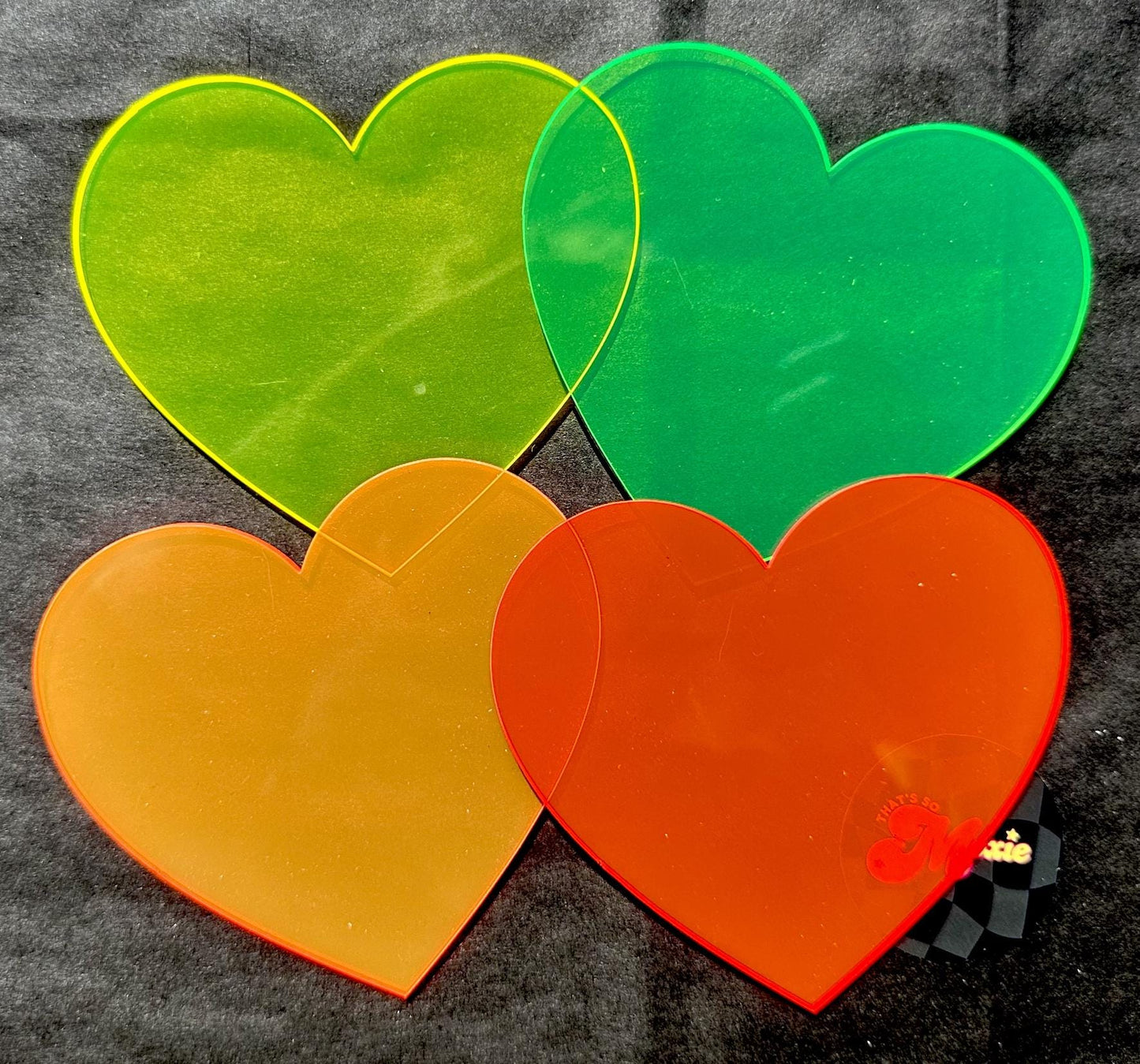 Neon Acrylic Heart Coaster Set (4)