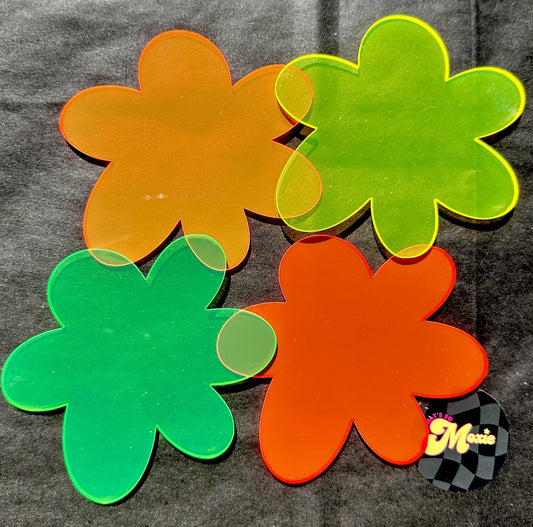 Neon Acrylic flower Coaster Set (4)