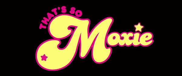 Checkered flag with 'That's So Moxie' logo in yellow on a black background